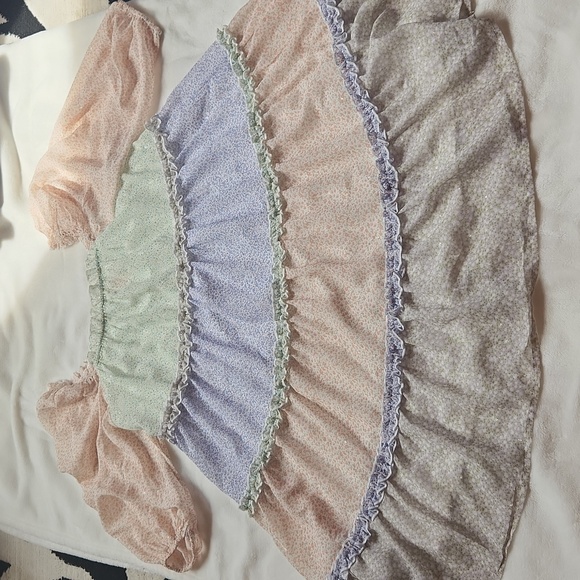 STORIA Baby Doll, Oversize, Boxy, Layering  Puff Ballon Sheer Sleeves Mini Dress - Picture 8 of 11